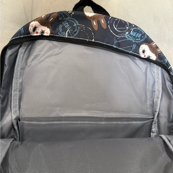 Labubu Black Backpack with adorable travel stamp design, Brand New With Tags - Picture 6 of 11